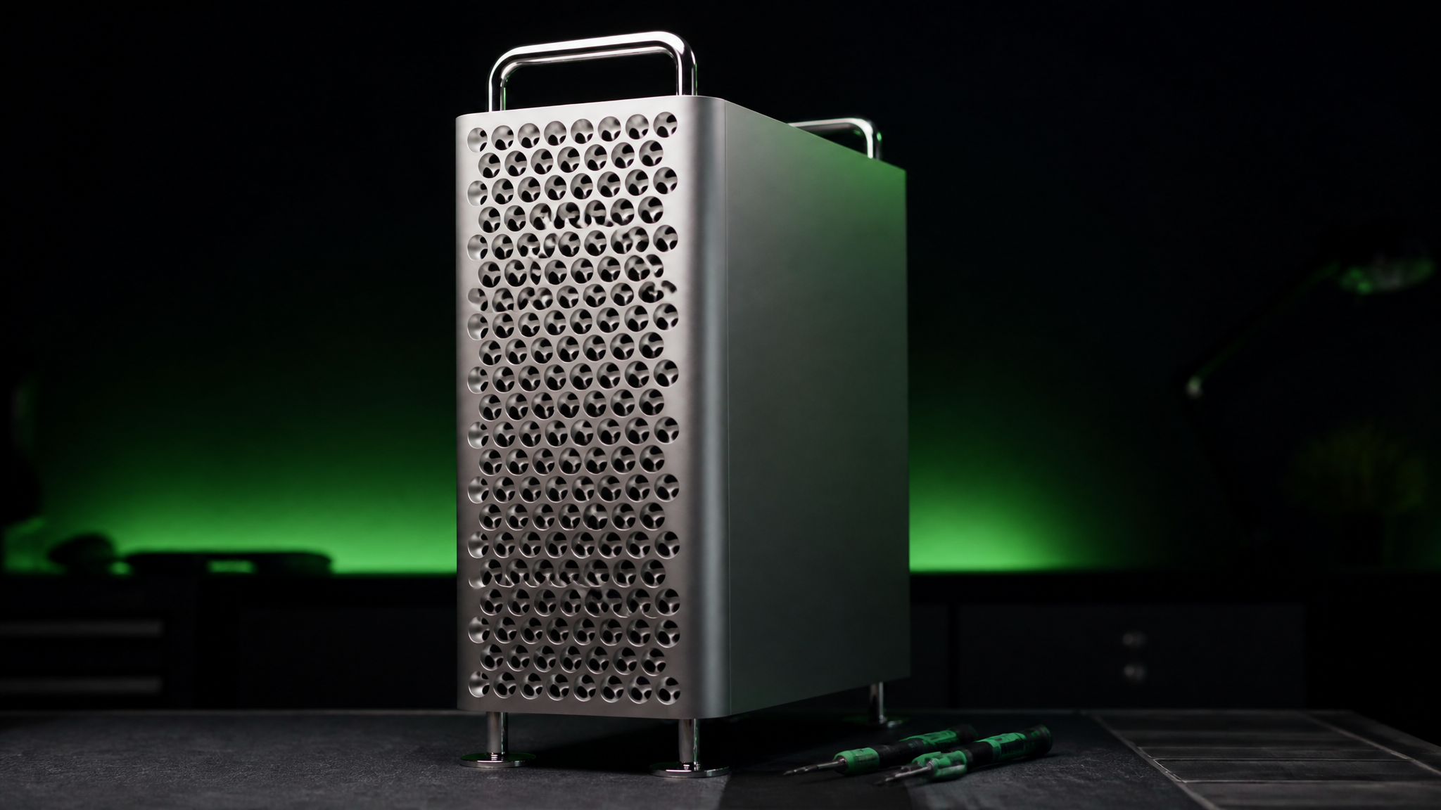 Mac Pro on a WarriorMac repair bench in Tampa