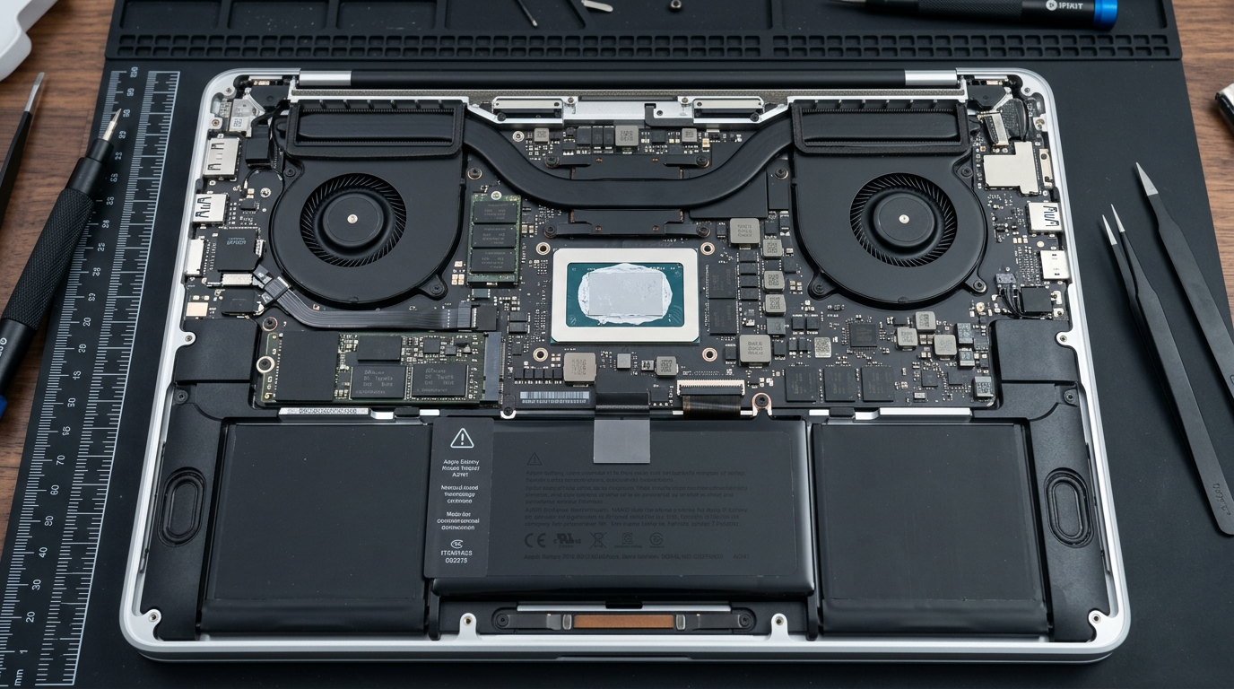 MacBook Overheating / Loud Fan, MacBook being diagnosed by a WarriorMac technician